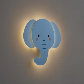 Dziecięca lampa ścienna niebieska z LED z 3-stopniowym ściemnianiem - Ellie the Elephant
