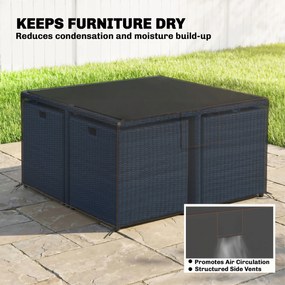 Outsunny Pokrywa na Meble Ogrodowe Zimoodporna Wodoodporna Ochrona UV Pokrowiec 420D Oxford 125x125x74 cm Czarna | Aosom PL