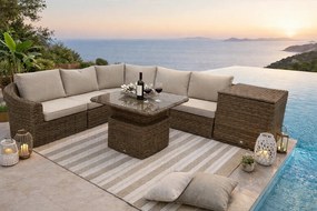 Rattanowy zestaw modułowy BORNEO LUXURY dla 5 osób (brązowy)