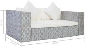 Szara 2-osobowa sofa z rattanu W1-F16