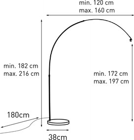 Nowoczesna lampa łukowa chromowana regulowana bez klosza