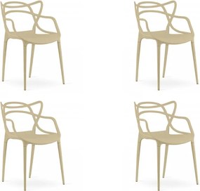 Zestaw 4 szt. plastikowych krzeseł KATO, beżowy