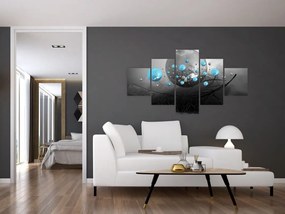 Obraz - jasnoniebieskie abstrakcyjne kule (125x70 cm)