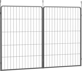 PawHut Zestaw 2 Paneli Rozszerzających dla Wybiegu Szczeniąt, Panele Ogrodzeniowe, Plac Zabaw dla Zwierząt, Ogrodzenie z Stali, Czarny