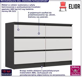 Komoda na ubrania antracyt + biały - Berta 120 cm