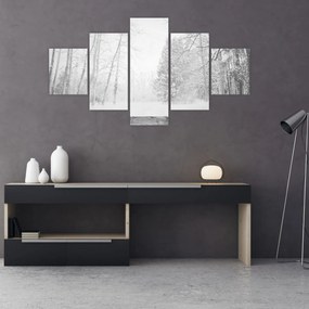 Obraz - Drewniane molo zimą (125x70 cm)