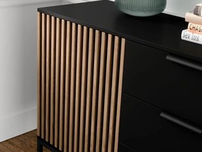 Komoda MEORATI 150x40 cm, czarna/dąb artisan