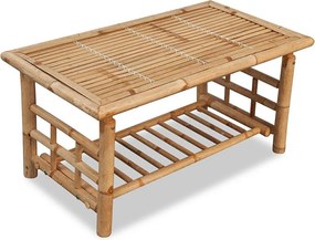Stolik kawowy z naturalnego bambusa 90x50x45 cm, odporny na warunki atmosferyczne, nowoczesny design prostokątny