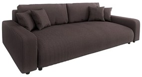 Brązowa sztruksowa rozkładana sofa ze schowkiem 234 cm Sara – Ropez
