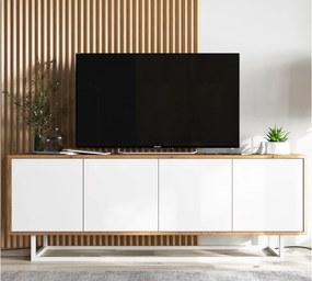 Szafka RTV NILA 3 150 dąb wotan/biała mat