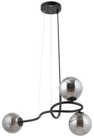 Lampa wisząca - Vena 3 czarna, szare klosze -33678