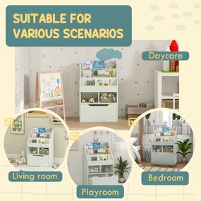 HOMCOM Regał Dziecięcy z Szufladą i Przegrodami na Książki, 60 x 29,9 x 90 cm, Zielony