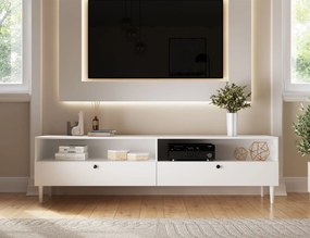 Szafka RTV z półką i szafkami DULLUM 200x58cm, biały