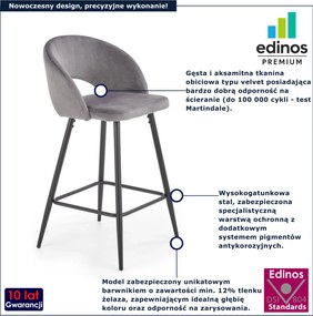 Szary tapicerowany nowoczesny hoker z oparciem T4-P50