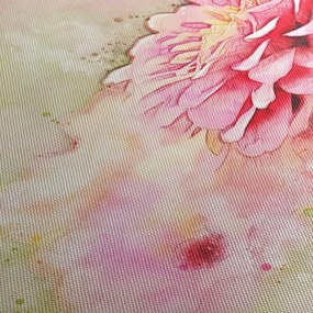 Obraz - Różowy kwiat, akwarela (z zegarem) (90x30 cm)