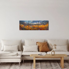 Obraz - Malowany górski krajobraz II. (z zegarem) (90x30 cm)