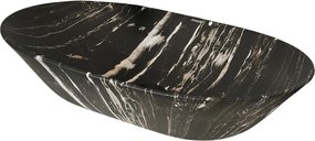 Umywalka ceramiczna nablatowa marmurowa owalna czarna 60 x 42 cm MARMO black matt