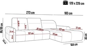 Narożnik MATEO S Wolnostojący Prawostronny Tkanina Memphis 19 kolor Szary WERSAL