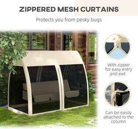 Outsunny 3-osobowa Huśtawka Tarasowa, Huśtawka Werandowa z Funkcją Leżanki, Huśtawka Ogrodowa z Siatką Moskitierą i Stalową Ramą, Kawa