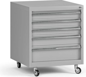 Kontenerek mobilny na narzędzia G345 do stołów warsztatowych, 5 szuflad, 565 x 580 x 670 mm, szary
