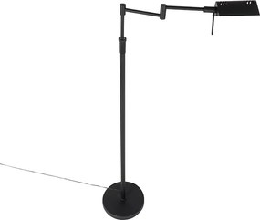 Designerska lampa podłogowa czarna, w tym LED ze ściemniaczem dotykowym - Notia