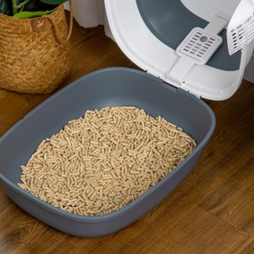 PawHut Toaleta dla Kota z Pokrywą Kuweta z Pedałem Kratka na Podłogę Ułatwiająca Czyszczenie | Aosom PL