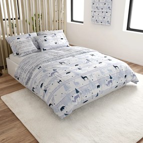 PrzytulneMieszkanie.pl PrzytulneMieszkanie.pl Bawełniana pościel Renforcé SOBI I DRZEWA biała Rozmiar pościeli: 70 x 90 cm | 140 x 220 cm