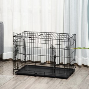 PawHut Klatka Transportowa dla Psa Rozmiar M Bezpieczny Transport Czarna Wytrzymała 76x46x52cm | Aosom PL