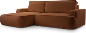 Masseno Narożnik SOLO z funkcją spania i pojemnikiem na pościel Narozniki L, Rozkładana sofa - Ceglasty, GERRA 25