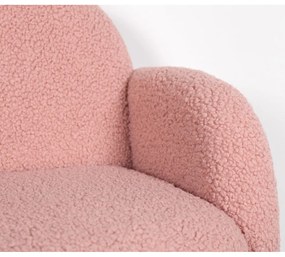 Różowy fotel dziecięcy z materiału bouclé Moylo – Artie