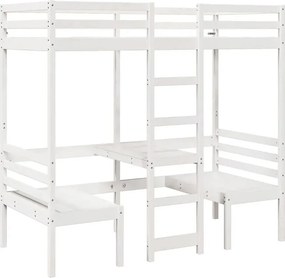 Białe skandynawskie łóżko piętrowe z biurkiem 90x200 A5-Z62