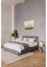Szare tapicerowane łóżko dwuosobowe ze schowkiem i stelażem 160x200 cm Myra Slim Line – Bonami Selection