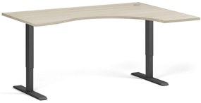 Ergonomiczne biurko z regulacją wysokości, 160x120 cm, 2 silniki, L/P, czarna podstawa, dąb naturalny