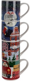 4-częściowy zestaw kubków Christmas, 265 ml, porcelana