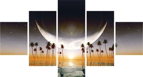 Obraz - Księżyc nad palmami (125x70 cm)