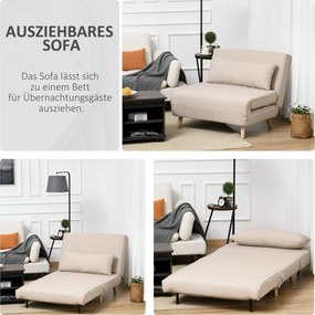 Sofa jednoosobowa rozkładana fotel z regulowanym oparciem w skandynawskim stylu do salonu | Aosom PL