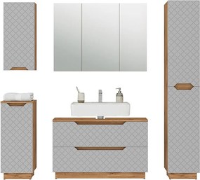 Zestaw mebli łazienkowych dąb/szary ze strukturą płytek 99.4x32x62.5 lotta