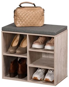 Szafka na buty z siedziskiem, 5 przegródek, MDF, bielona, Kesper