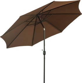 Outsunny Parasol Ogrodowy Zginany z Korbką 180m² Poliester Wysoka Odporność Brązowy | Aosom PL