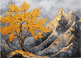 Obraz – Złote drzewo w górach (70x50 cm)