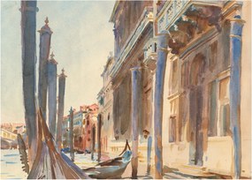 Obraz na szkle - John Singer Sargent, Gondola Moorings on the Grand Canal, reprodukcje (70x50 cm)