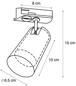 Nowoczesny reflektor ciemny brąz z przezroczystym szkłem do systemu szynowego 1-fazowego - Iconic Lloyd Nowoczesny Oswietlenie wewnetrzne
