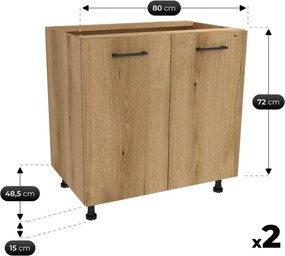 Zestaw Mebli Kuchennych MODERN 260 cm Dąb Evoke/Kaszmir Nowoczesny