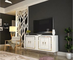 Komoda – 150 cm – Biało-złota – MDF