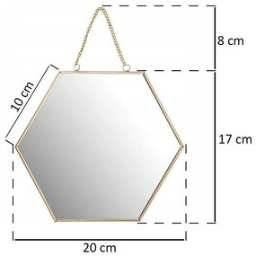 LUSTRO ścienne sześciokąt, szerokość 20 cm