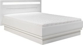 Łóżko Drewniane Dwuosobowe 160x200 cm z Pojemnikiem IVORY Białe Nowoczesne