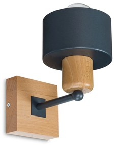 Antracytowy kinkiet LED WD-AN10x10BU jednopunktowy z litego drewna