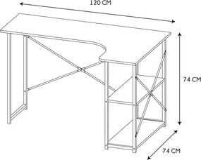 Loftowe biurko narożne z półkami Stand
