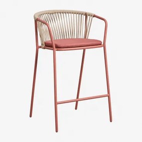 Zestaw 4 Wysokich Stołków Ogrodowych Z Stali I Plecionego Sznurka Oklahoma Chocolate & Blk Frame & ↑65 Cm - Sklum