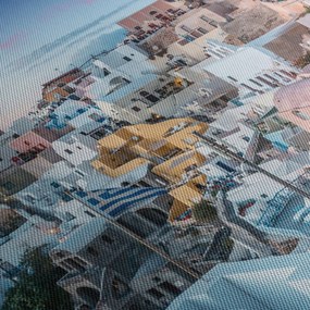 Obraz - Zmierzch na Santorini (z zegarem) (90x30 cm)